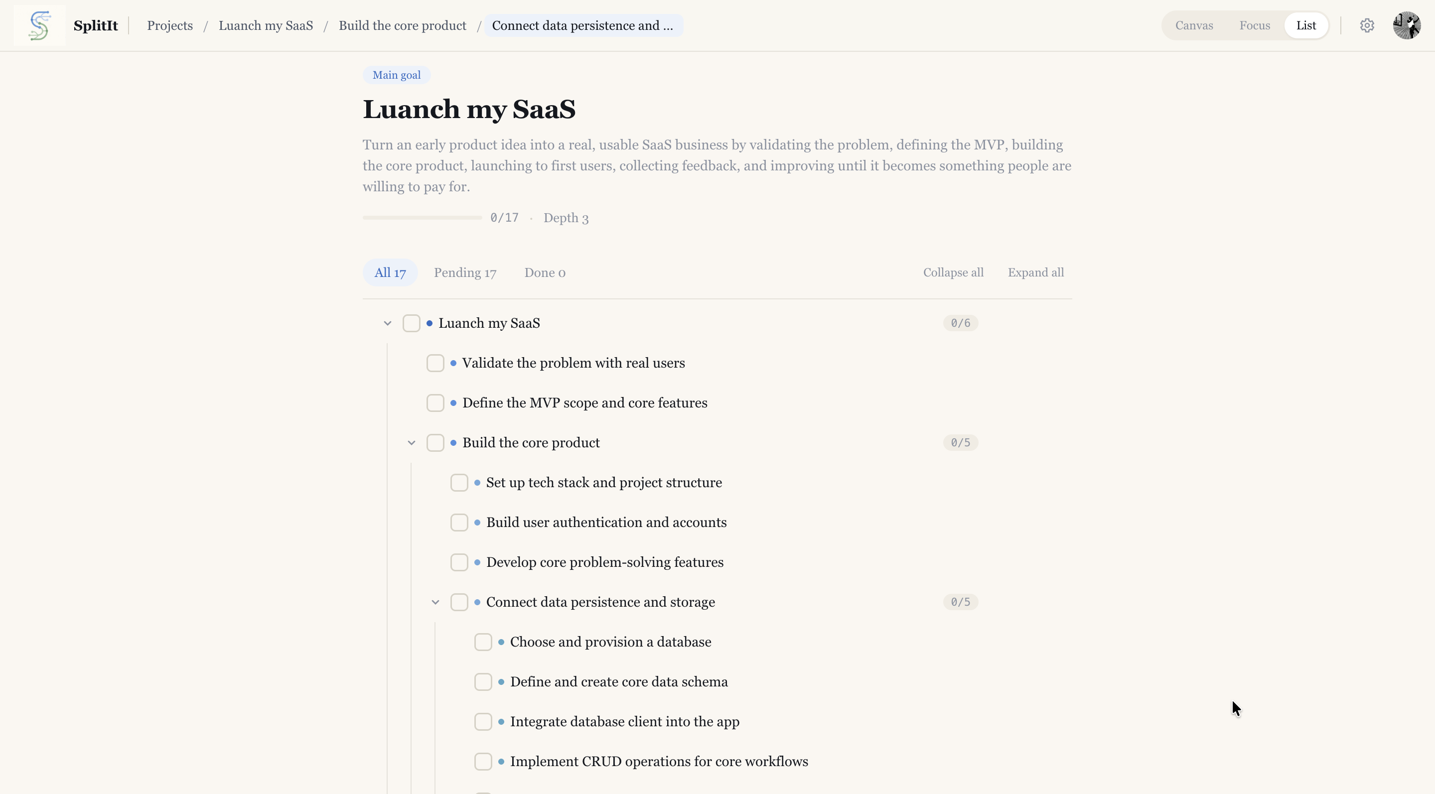 List view